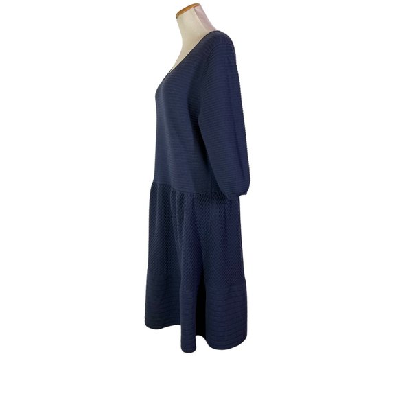 Boden US 18L Navy Blue Libby Textured Sweater Dress 3/4 Sleeve Cotton Wool Blend - Picture 6 of 10